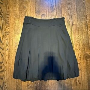 Ann Taylor Knee Length Bubble Hem Black Silky Skirt 14 Side Zip